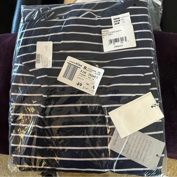 1901 Stripe Boat Neck Ponte Dress & White NWT - Picture 12 of 12